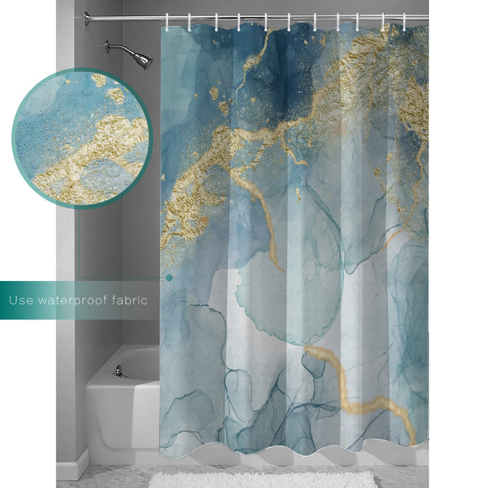 Blue Marble light color pattern stone Waterproof Durable Shower Curtain - LeobonZone