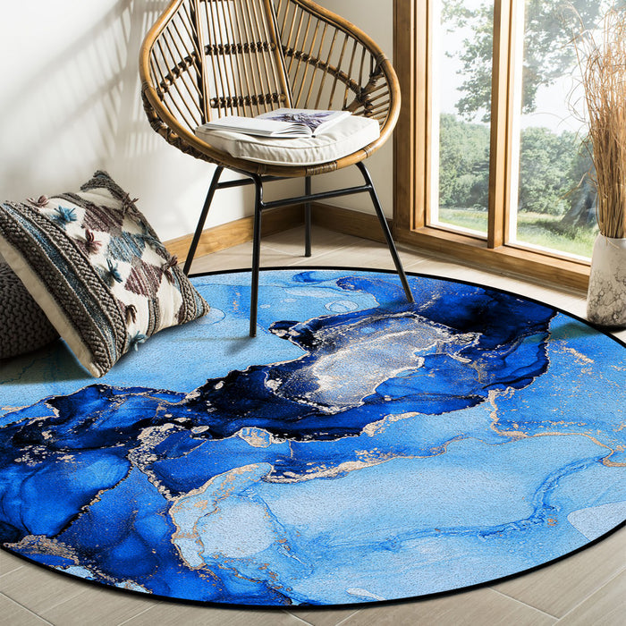 Blue Marble Texture in Phnom Penh Circular Felt Rugs - LeobonZone