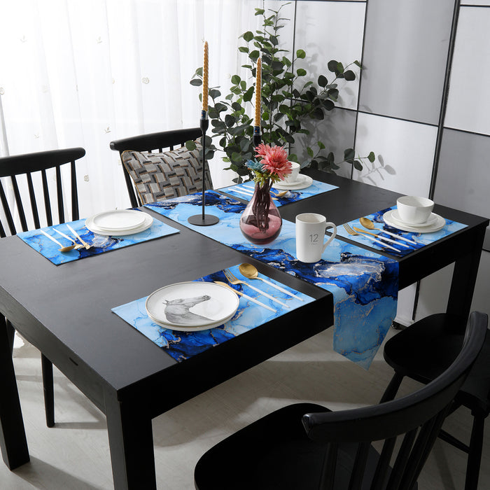 Blue Marble Texture in Phnom Penh Table Flag And Table Mat Suit Sharp angle - LeobonZone