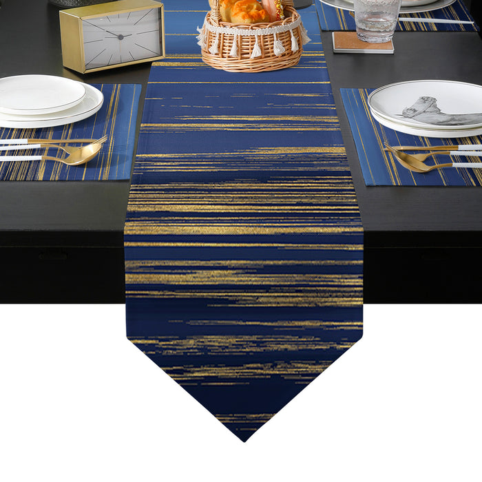 Blue Marbling yellow lines Table Flag And Table Mat Suit Sharp angle - LeobonZone
