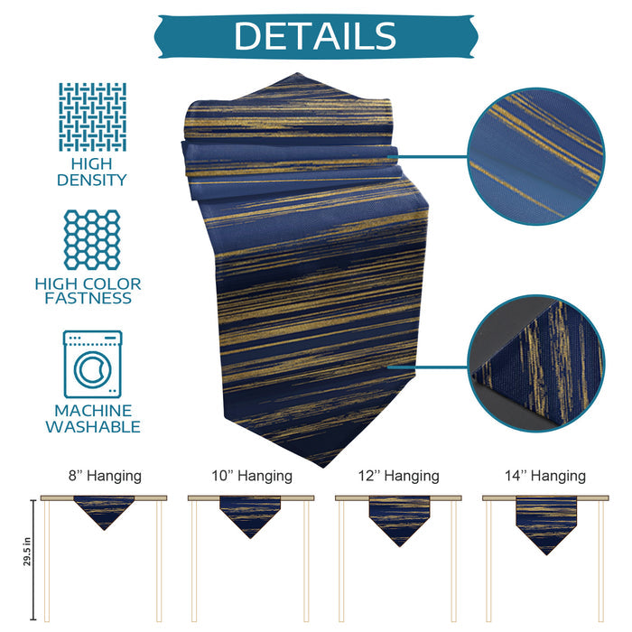 Blue Marbling yellow lines Table Runner Place Mats Sharp Angle - LeobonZone