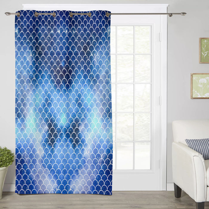 Blue Mermaid Scales Blackout Window Curtains - LeobonZone