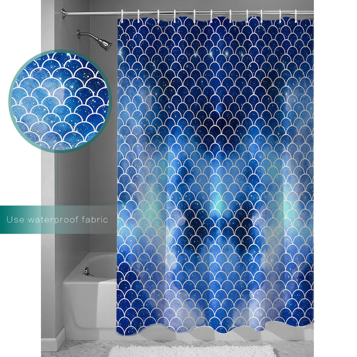 Blue Mermaid Scales Waterproof Durable Shower Curtain - LeobonZone