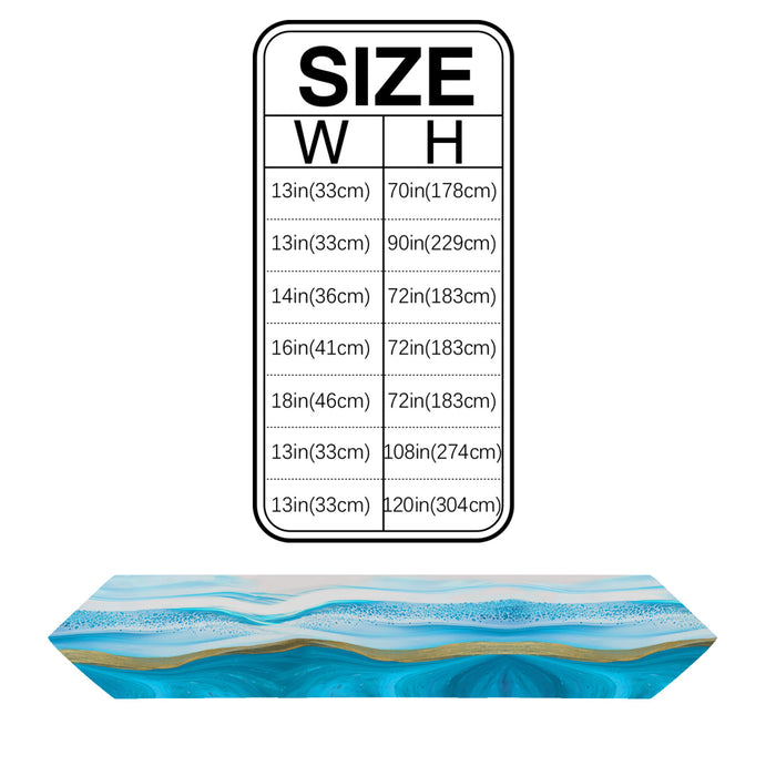 Blue Watercolor Gradient Marble Texture Table Runner Place Mats Sharp Angle - LeobonZone