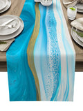 Blue Watercolor Gradient Marble Texture Table Runner Place Mats - LeobonZone