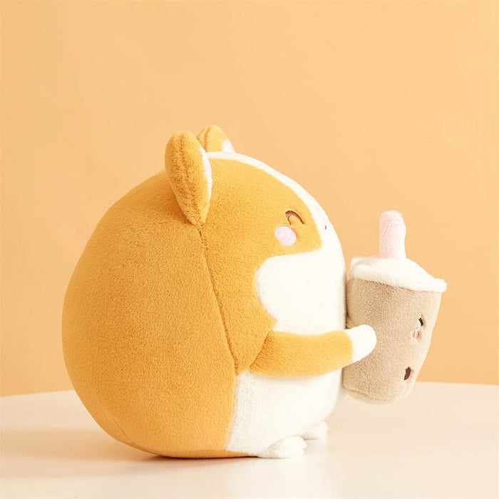 Boba drinking Corgi Plushie - Goodlifebean Stuffed Animals