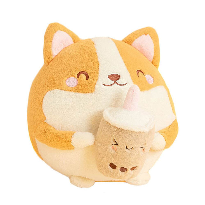 Boba drinking Corgi Plushie - Goodlifebean Stuffed Animals