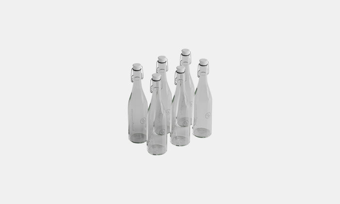 Borg & Overström Branded Glass Swing-top Bottles 500ml - 6 x Sparkling