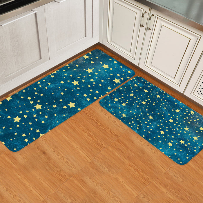 Bronze Beautiful Blue Stars Circular Angle Felt Carpets Two piece set - LeobonZone