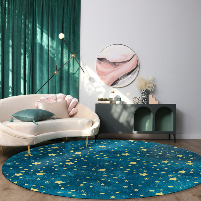 Bronze Beautiful Blue Stars Circular Felt Rugs - LeobonZone