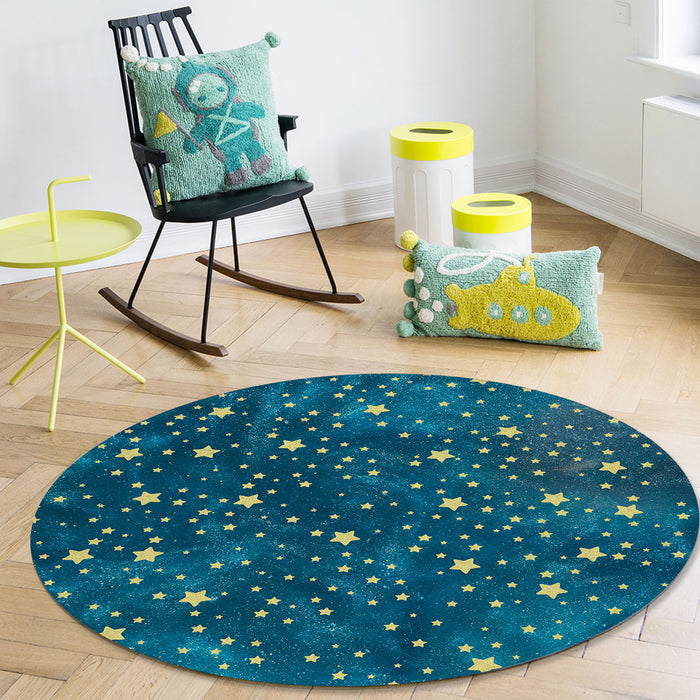 Bronze Beautiful Blue Stars Circular Felt Rugs - LeobonZone