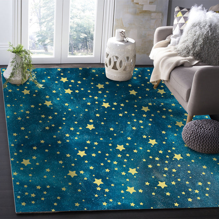 Bronze Beautiful Blue Stars Right Angle Felt Rugs - LeobonZone