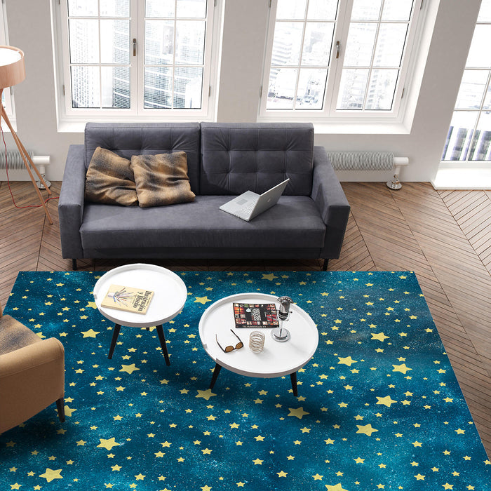 Bronze Beautiful Blue Stars Right Angle Felt Rugs - LeobonZone
