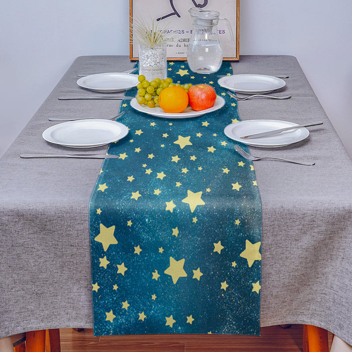 Bronze Beautiful Blue Stars Table Runner Place Mats - LeobonZone