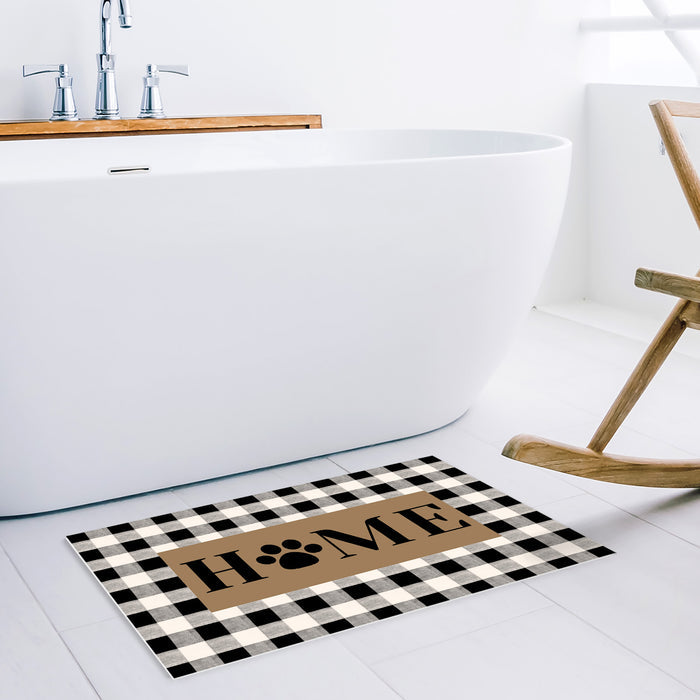 Brown black and white gray plaid background  Waterproof  Doormat - LeobonZone