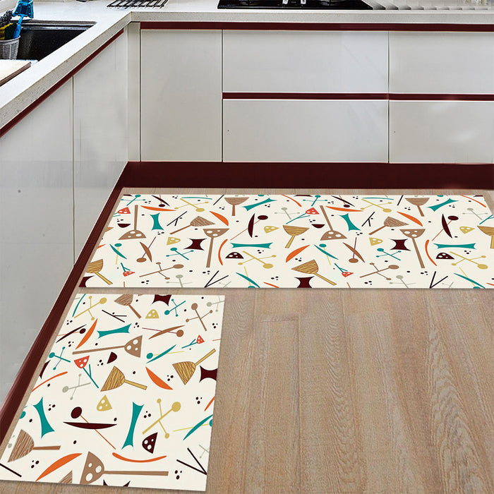 Brown Geometric Cartoon Right Angle Felt Doormat Two piece set - LeobonZone