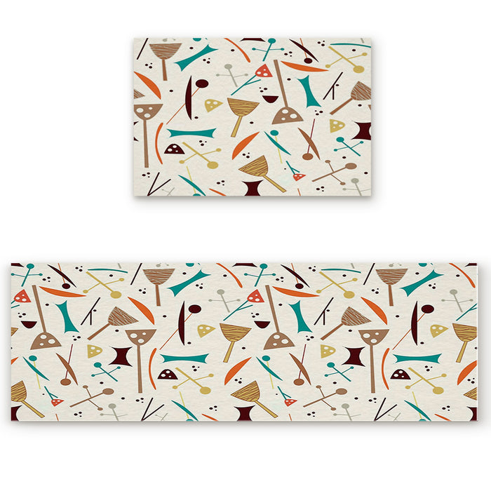 Brown Geometric Cartoon Right Angle Felt Doormat Two piece set - LeobonZone