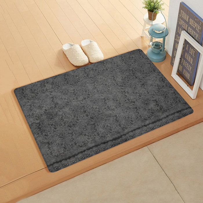 Brown Lace Pattern Leather Mat Soft Non-Slip Waterproof  Doormat - LeobonZone