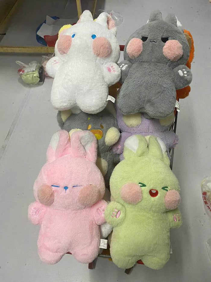 Buttons: Fluffy White Kawaii Bunny | Stuffed Animal Bunny - Goodlifebean Stuffed Animals