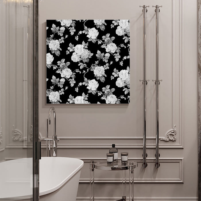 Black and white roses watercolor flowers Canvas painting - LeobonZone