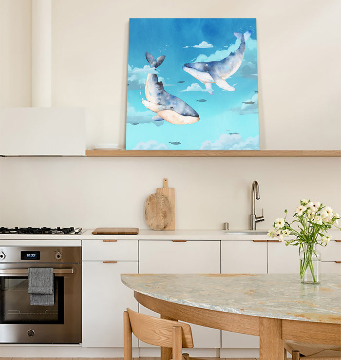 Blue whale cartoon version Canvas painting - LeobonZone
