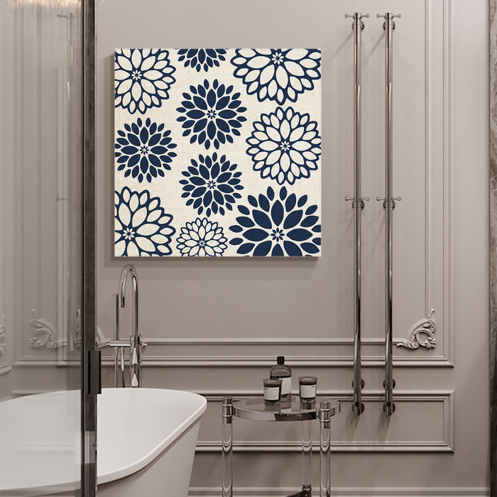 Dark blue dahlia American pastoral style Canvas painting - LeobonZone