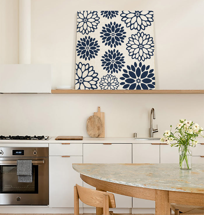 Dark blue dahlia American pastoral style Canvas painting - LeobonZone