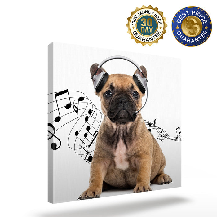 French bulldog headphones music funny Canvas painting - LeobonZone