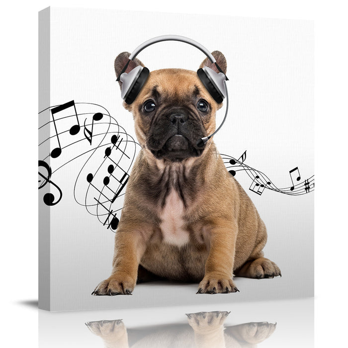 French bulldog headphones music funny Canvas painting - LeobonZone