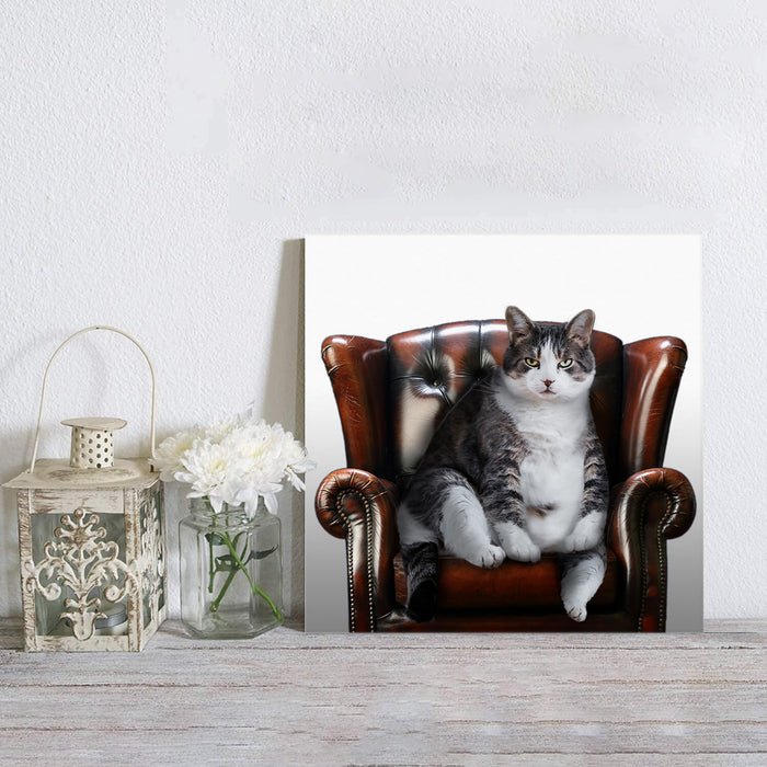 Funny cat retro sofa Canvas painting - LeobonZone