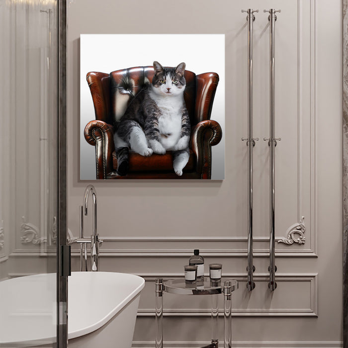 Funny cat retro sofa Canvas painting - LeobonZone