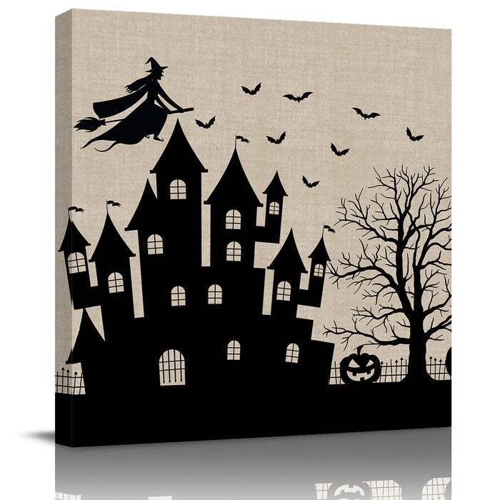 Halloween castle witch jack-o-lantern Canvas painting - LeobonZone