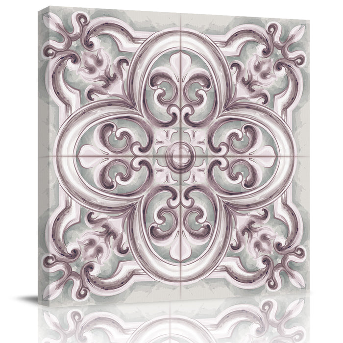 Retro tiles ethnic boho style Canvas painting - LeobonZone