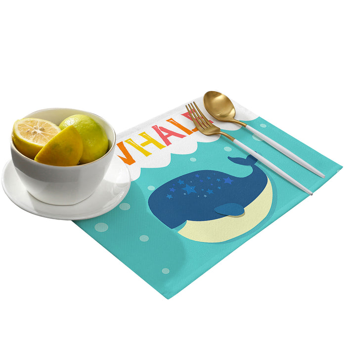Cartoon blue whale Personalized Table Placemats - LeobonZone
