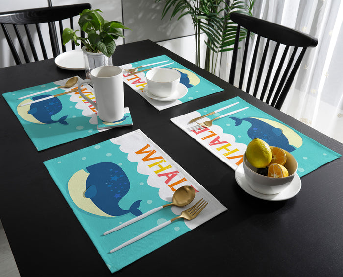Cartoon blue whale Personalized Table Placemats - LeobonZone