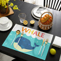 Cartoon blue whale Personalized Table Placemats - LeobonZone