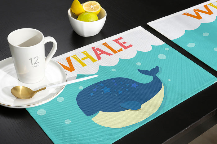 Cartoon blue whale Personalized Table Placemats - LeobonZone