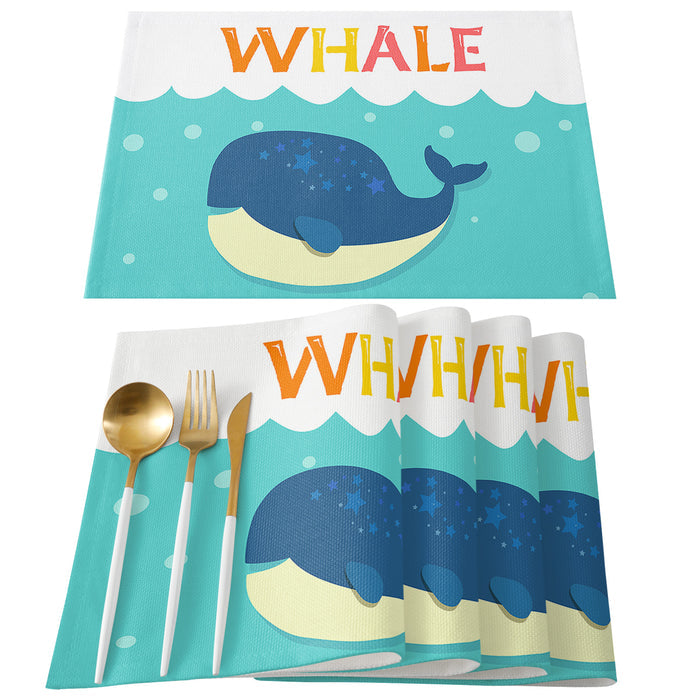 Cartoon blue whale Personalized Table Placemats - LeobonZone