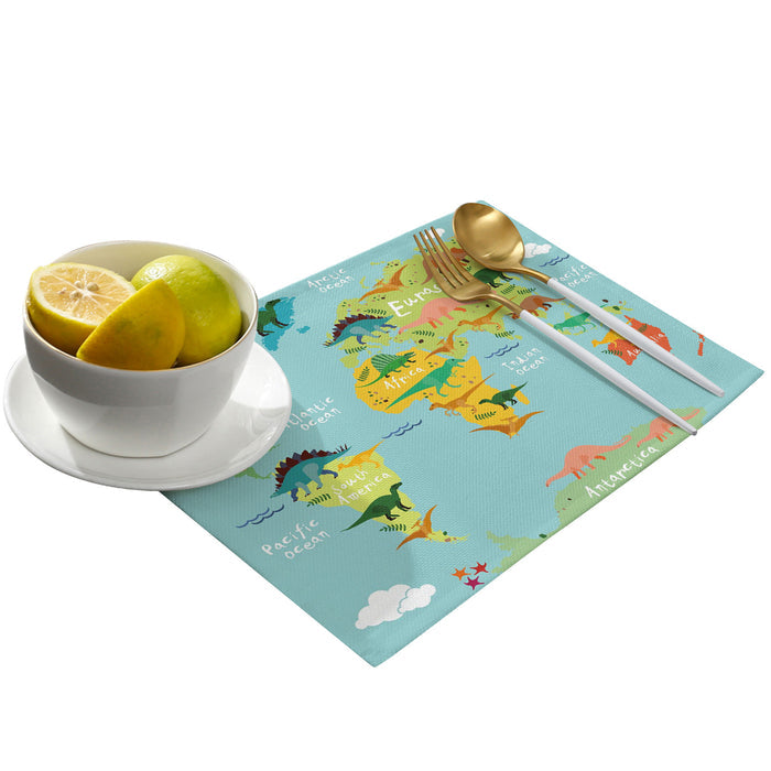 Cartoon dinosaur map Personalized Table Placemats - LeobonZone
