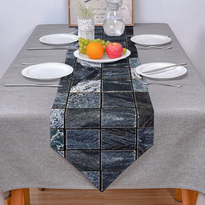 Ceramic tile marble texture Table Runner Place Mats Sharp Angle - LeobonZone