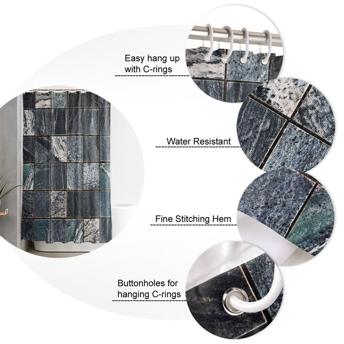Ceramic tile marble texture Waterproof Durable Shower Curtain - LeobonZone