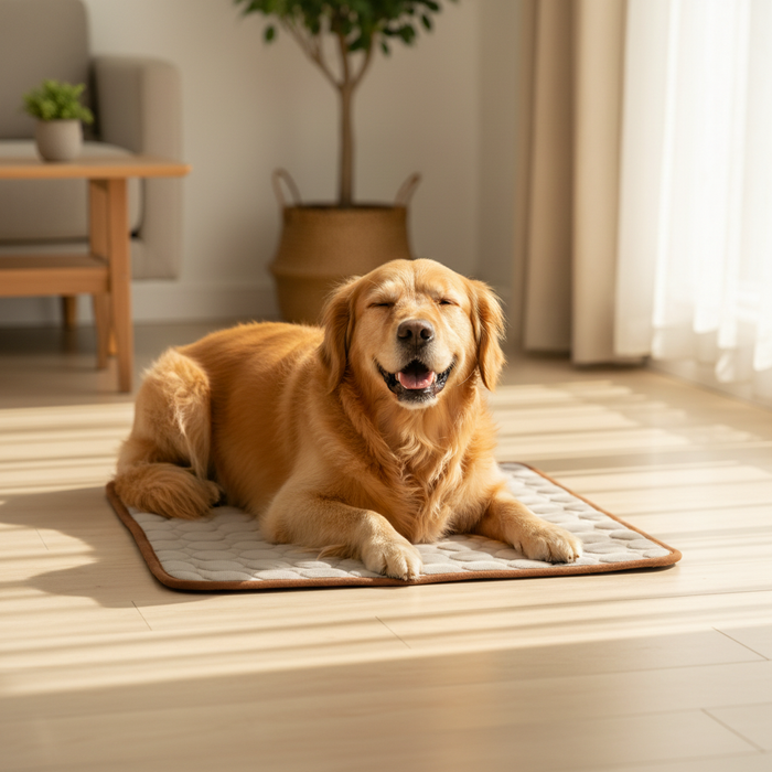 Dog on real mat