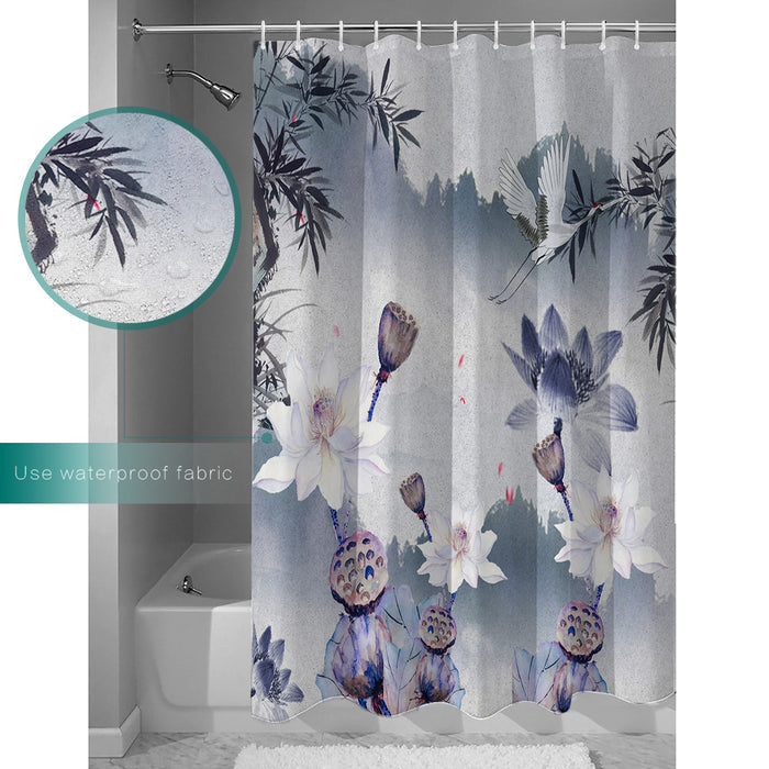 Chinese Ink Painting Waterproof Durable Shower Curtain - LeobonZone