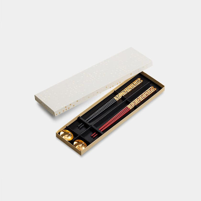 Gold leaf couple chopsticks and rests gift set in presentation box | Kanazawa gold leaf, Hakuichi