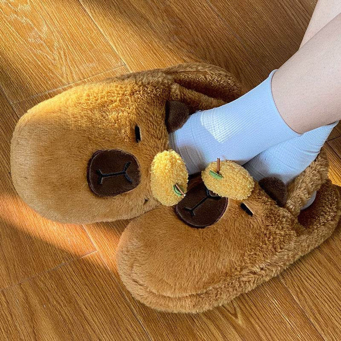 CloudyCapy: Cloudy Capybara Plush Slippers - Goodlifebean Stuffed Animals