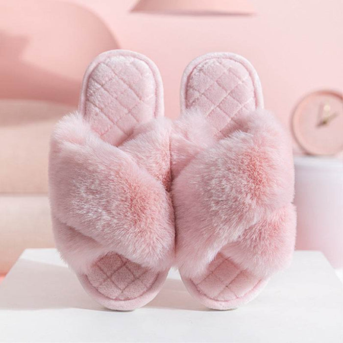 Comfy Cross - Strap Plush Indoor Slippers - Goodlifebean Shoes