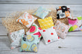 Handmade cat kicker with fun design. | Kicker pour chat fait à la main avec des designs amusants et rempli d'herbe à chats and filled with catnip.