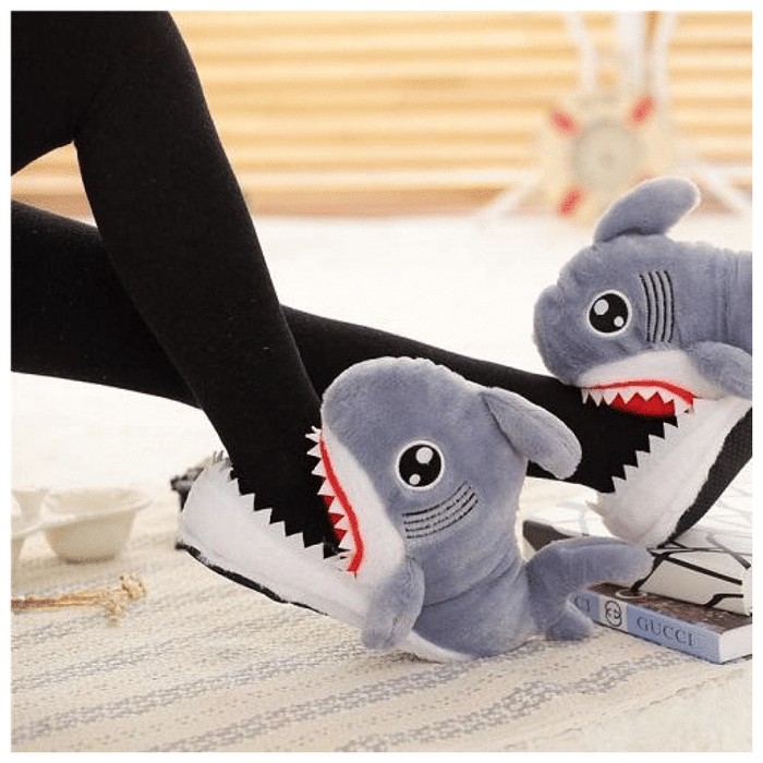 Shop Cozy Shark Plush Slippers - Goodlifebean Plushie | Stuffed Animal