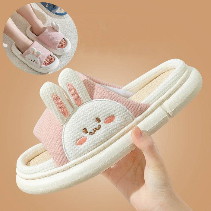Cute Bunny Linen Slippers - Goodlifebean Shoes