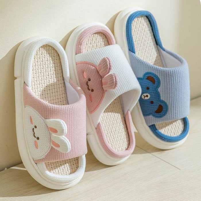 Cute Bunny Linen Slippers - Goodlifebean Shoes